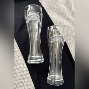 Set of 2 Granville Island Brewing Co. Clear Glass Beer Glasses - 13 oz each